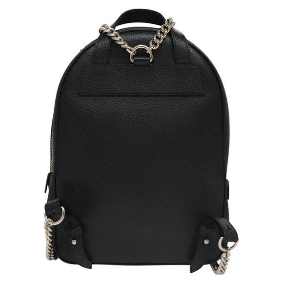 GUCCI Chain Interlocking Backpack Leather Gold Black 536192 Auth 115987AV - Picture 3 of 16